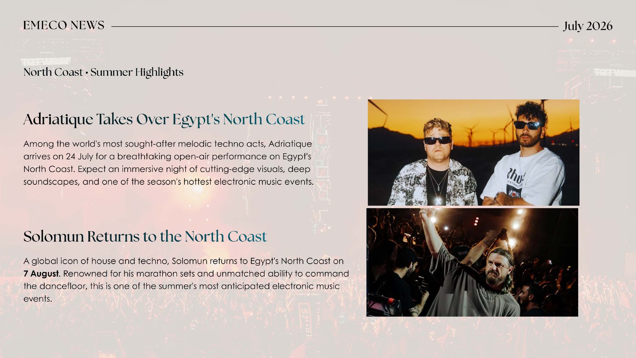Adriatique and Solomun on the North Coast