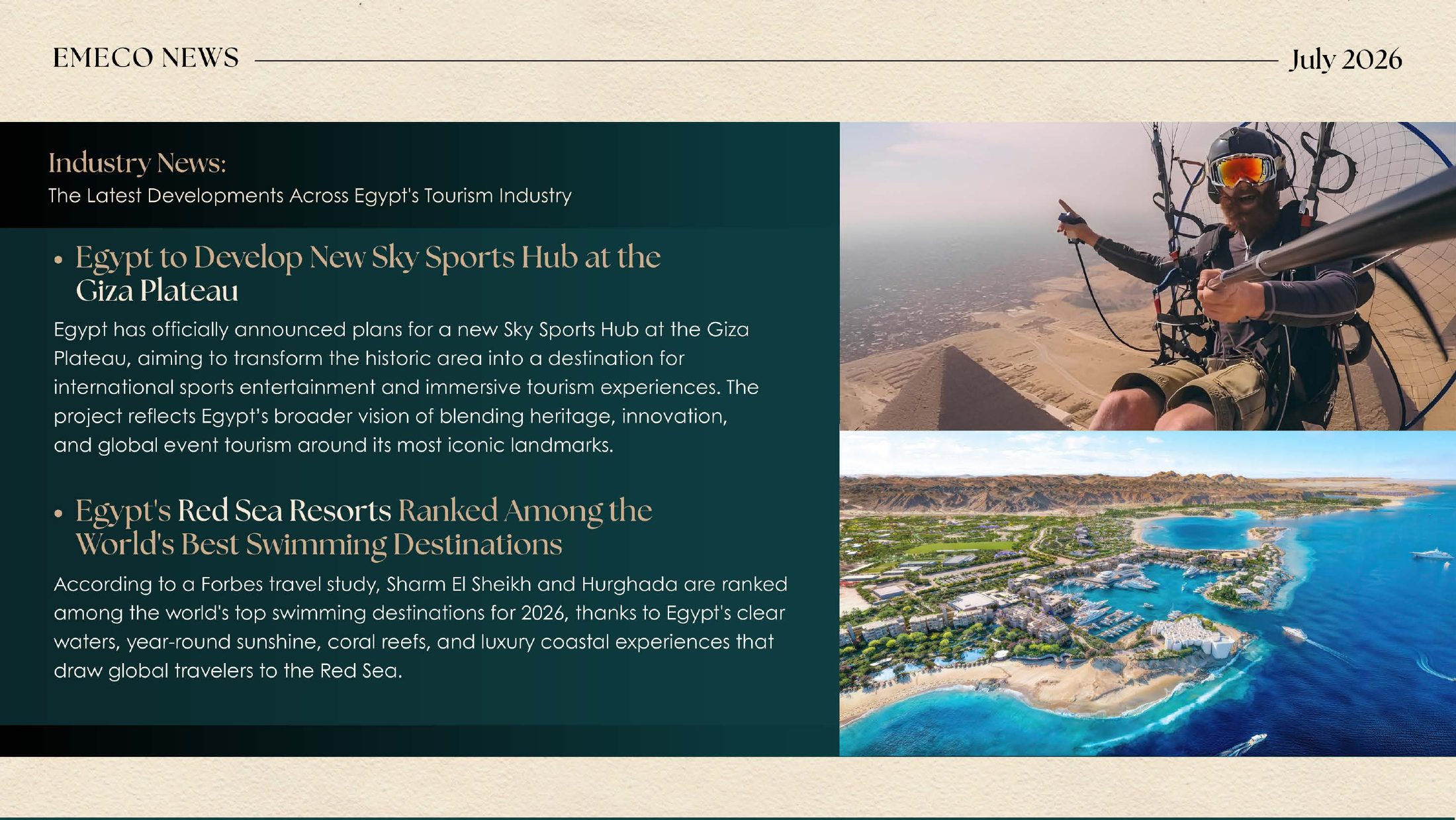 Giza Sky Sports Hub and Red Sea resorts
