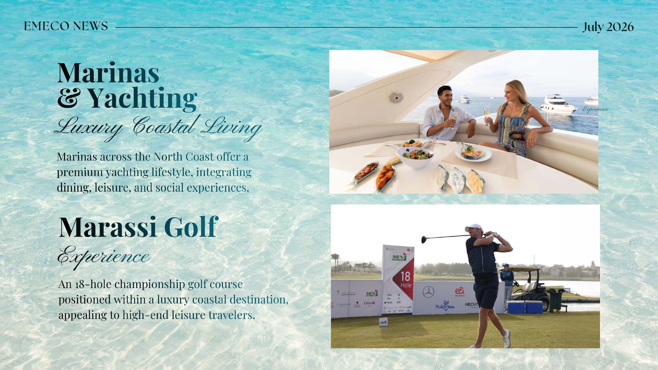 Marinas, yachting and Marassi Golf on the North Coast